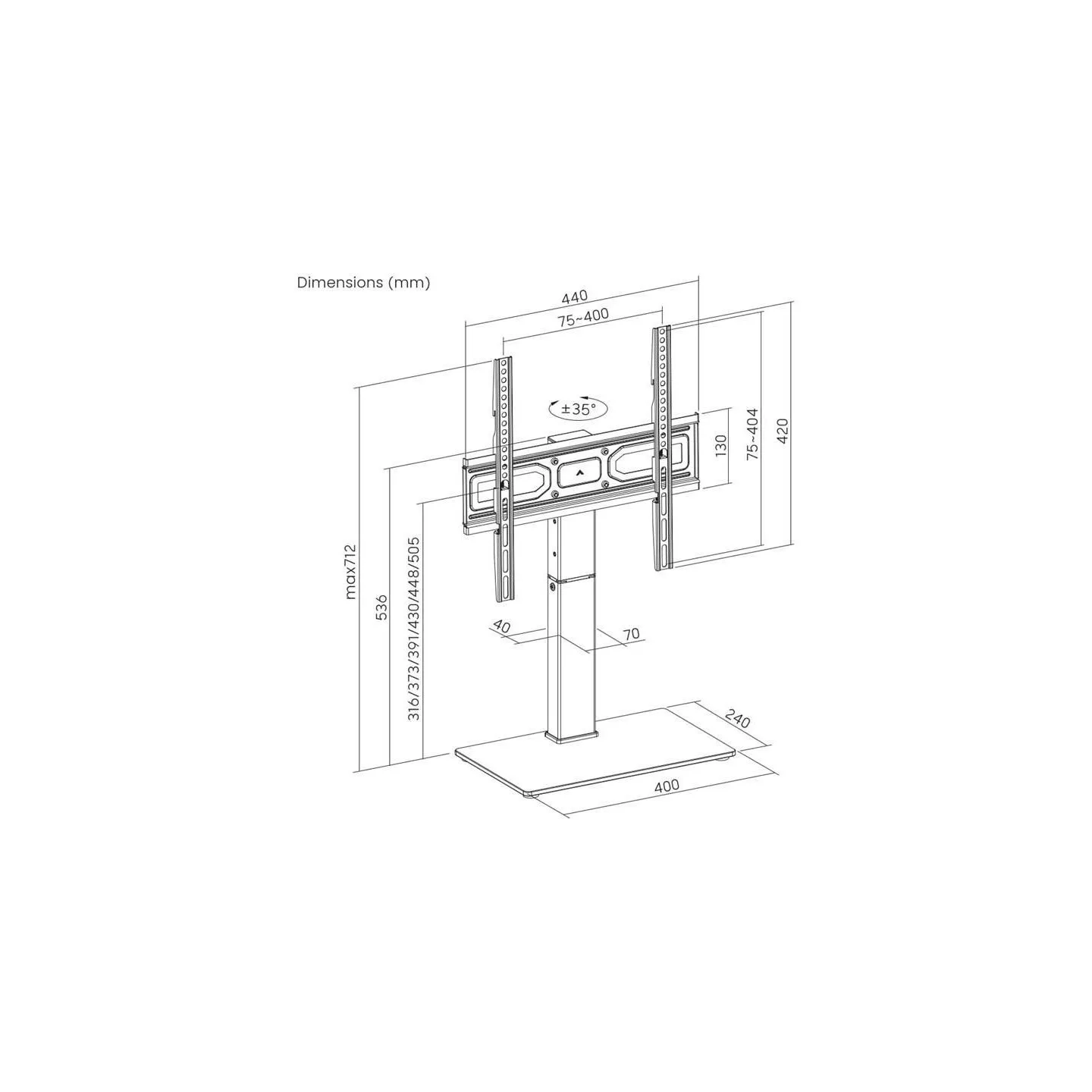 Gembird Tabletop TV standswivel 32-65