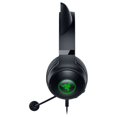 Razer Kraken Kitty V2 - Black, Gaming headset, Kitty Ears, Stream Reactive Lighting, HyperClear Cardioid Mic, 40 mm TriForce Dri