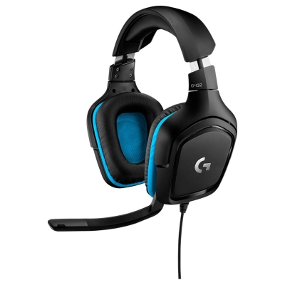 Logitech G432 Wired Gaming Headset 7.1 - LEATHERETTE - BLACK/BLUE - USB