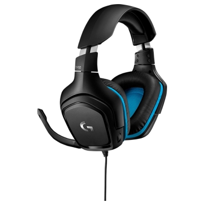 Logitech G432 Wired Gaming Headset 7.1 - LEATHERETTE - BLACK/BLUE - USB