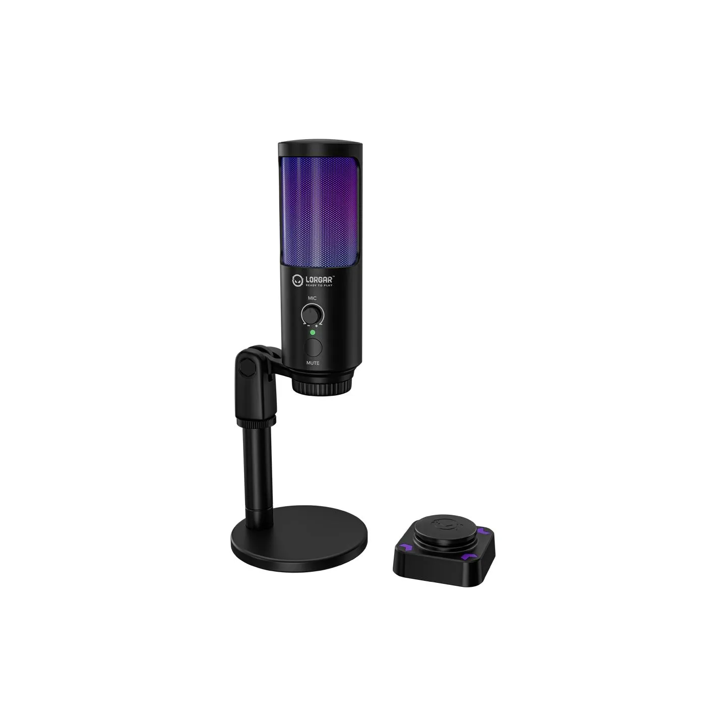 Lorgar SMP40, RGB Microphone with external mute button and metal stand, Black