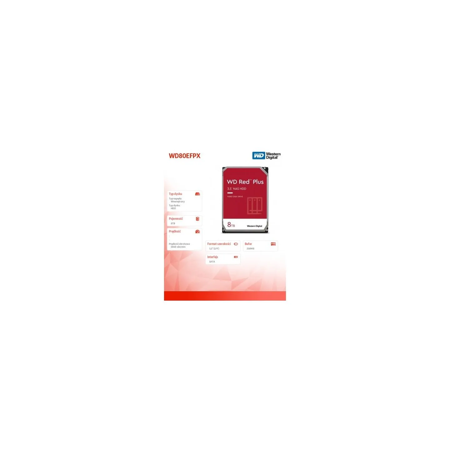 WD Red Plus 8TB SATA 6Gb/s HDD Desktop