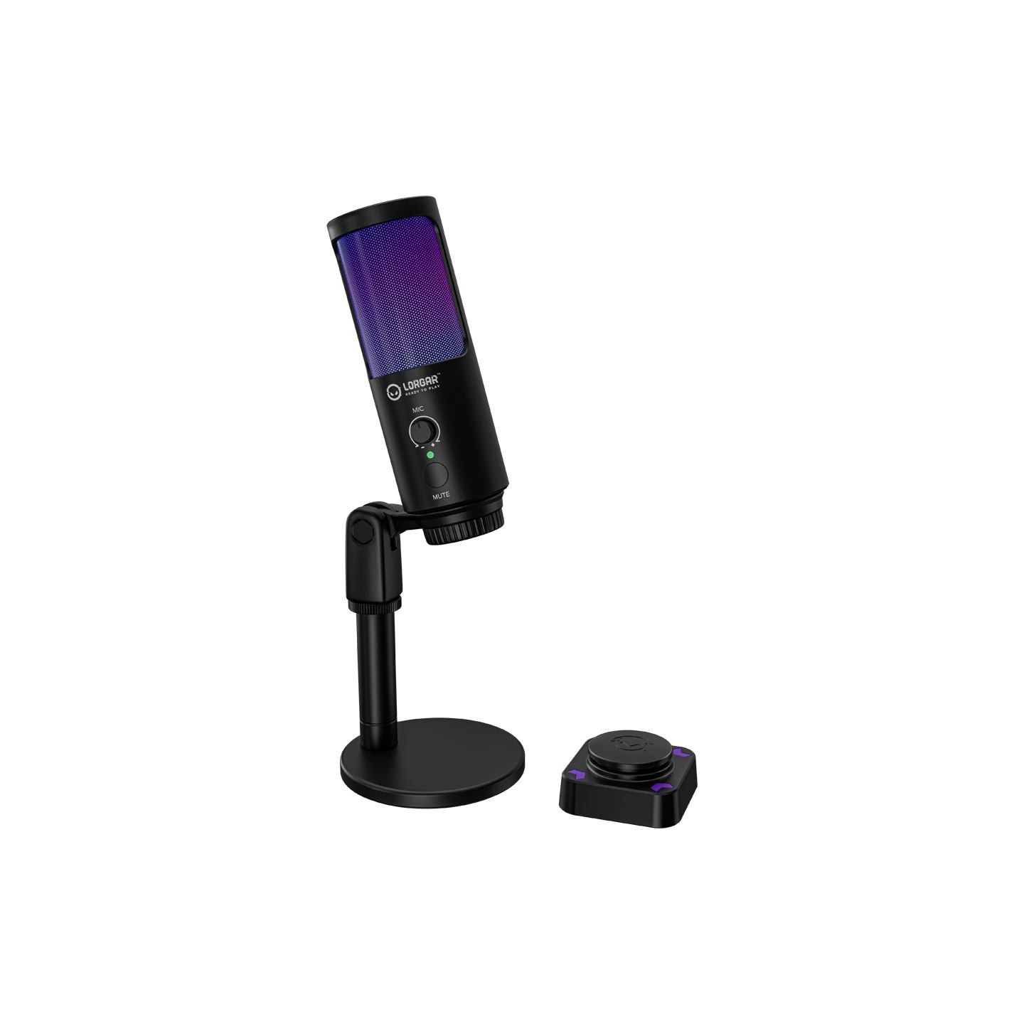 Lorgar SMP40, RGB Microphone with external mute button and metal stand, Black