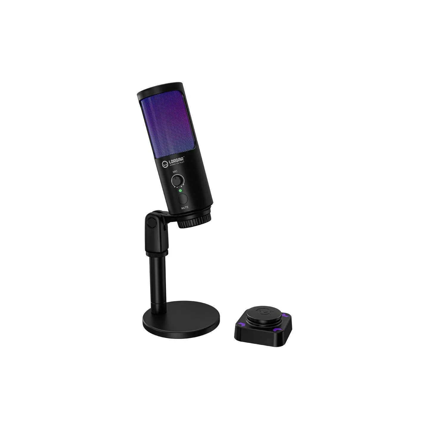 Lorgar SMP40, RGB Microphone with external mute button and metal stand, Black