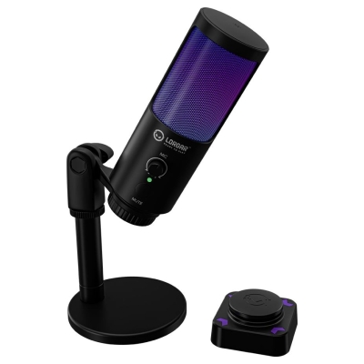 Lorgar SMP40, RGB Microphone with external mute button and metal stand, Black
