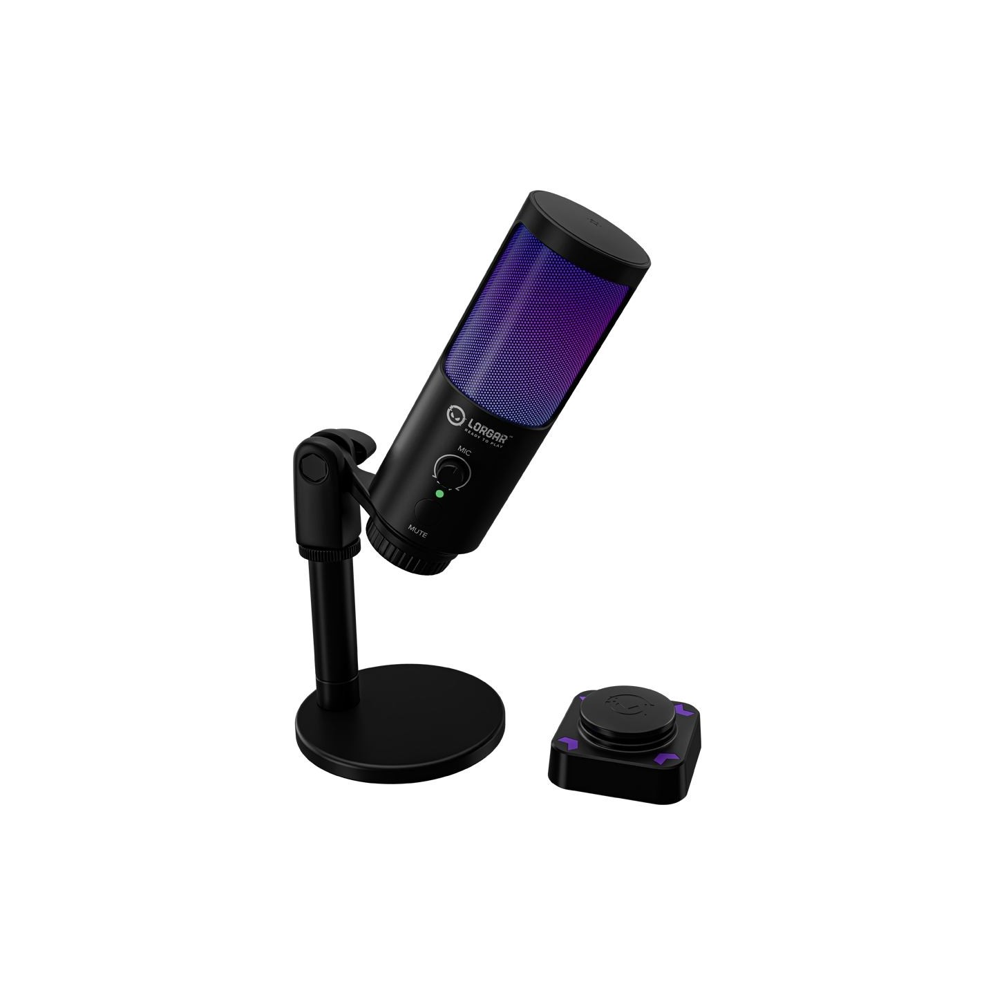 Lorgar SMP40, RGB Microphone with external mute button and metal stand, Black