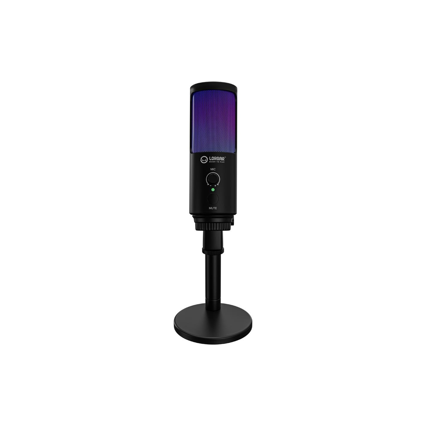 Lorgar SMP40, RGB Microphone with external mute button and metal stand, Black