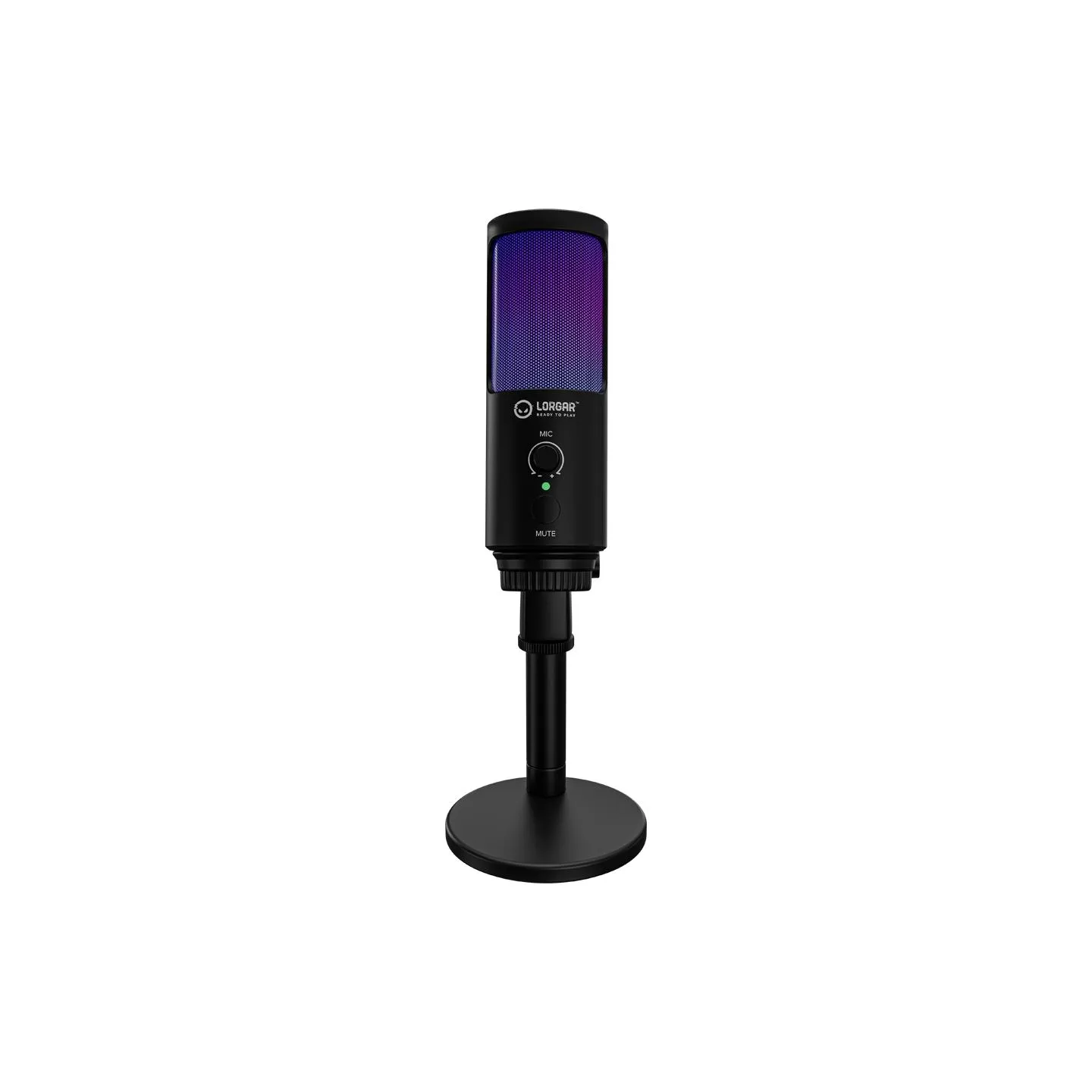 Lorgar SMP40, RGB Microphone with external mute button and metal stand, Black