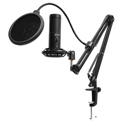 Lorgar Voicer 931, Gaming Microphone, Black, USB condenser microphone with boom arm stand, pop filter, tripod stand. including 1