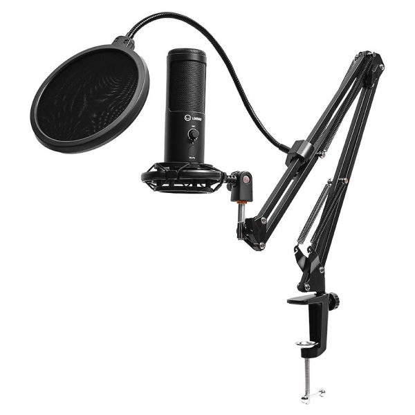 Lorgar Voicer 931, Gaming Microphone, Black, USB condenser microphone with boom arm stand, pop filter, tripod stand. including 1