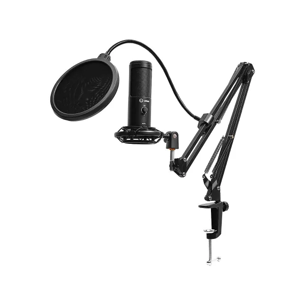 Lorgar Voicer 931, Gaming Microphone, Black, USB condenser microphone with boom arm stand, pop filter, tripod stand. including 1