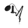 Lorgar Voicer 931, Gaming Microphone, Black, USB condenser microphone with boom arm stand, pop filter, tripod stand. including 1