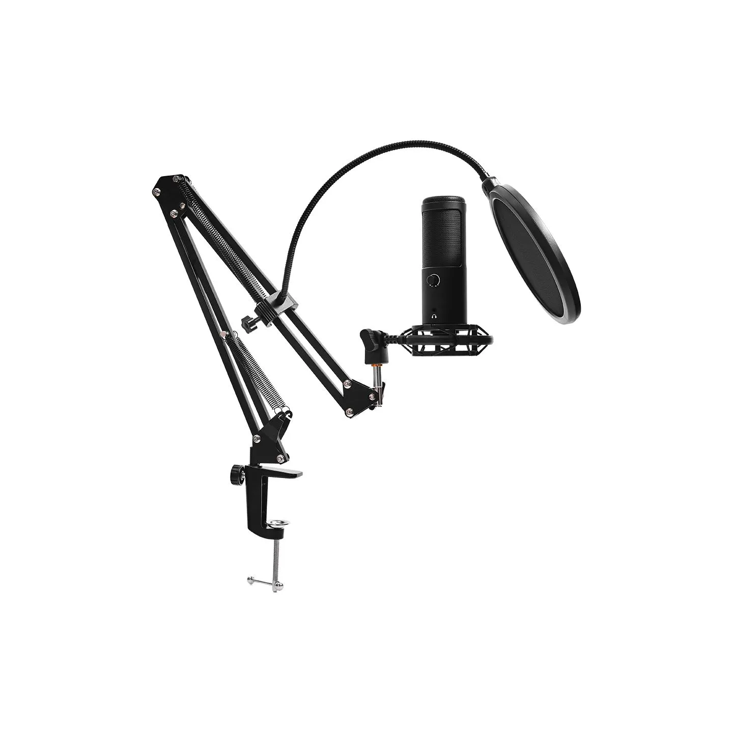 Lorgar Voicer 931, Gaming Microphone, Black, USB condenser microphone with boom arm stand, pop filter, tripod stand. including 1