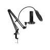Lorgar Voicer 931, Gaming Microphone, Black, USB condenser microphone with boom arm stand, pop filter, tripod stand. including 1