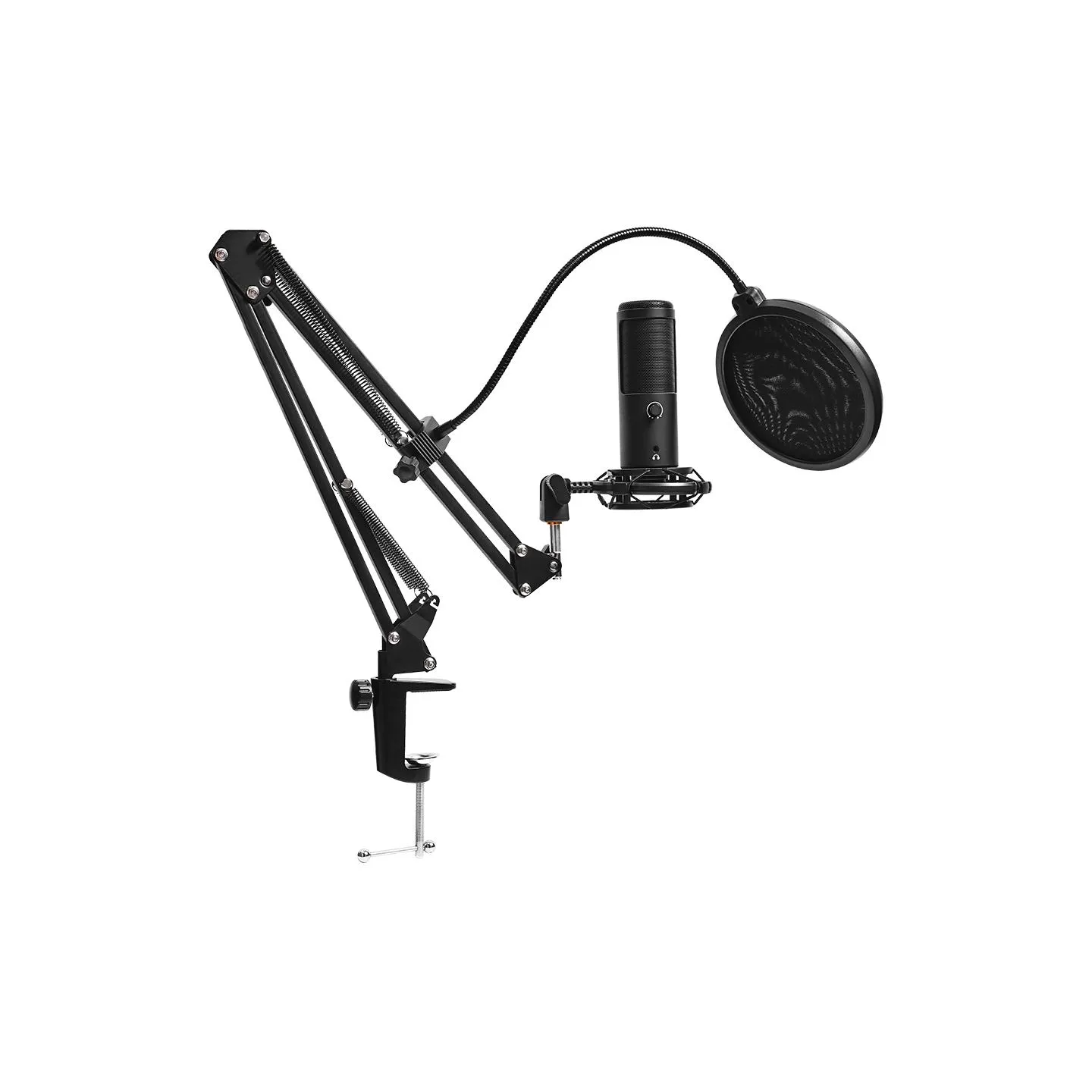 Lorgar Voicer 931, Gaming Microphone, Black, USB condenser microphone with boom arm stand, pop filter, tripod stand. including 1