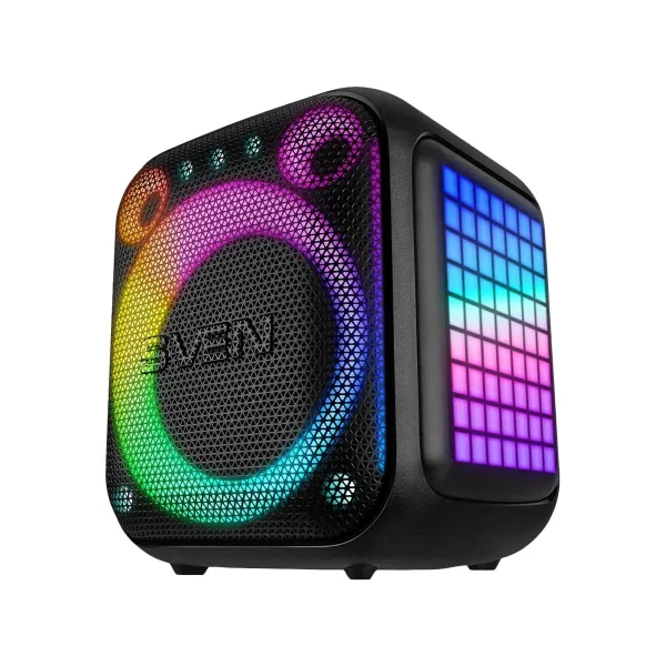 Sven PS-880, black, power output 110W (RMS), TWS, Bluetooth, FM, USB, microSD, LED-display, lithium battery