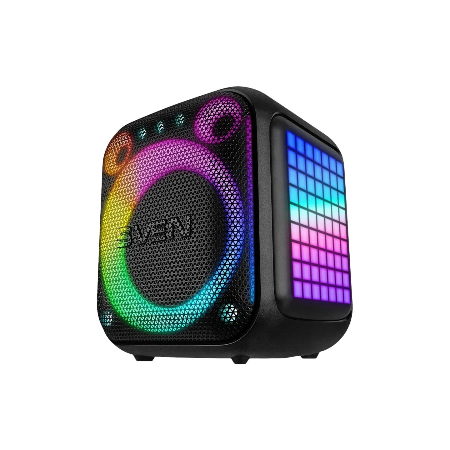 Sven PS-880, black, power output 110W (RMS), TWS, Bluetooth, FM, USB, microSD, LED-display, lithium battery