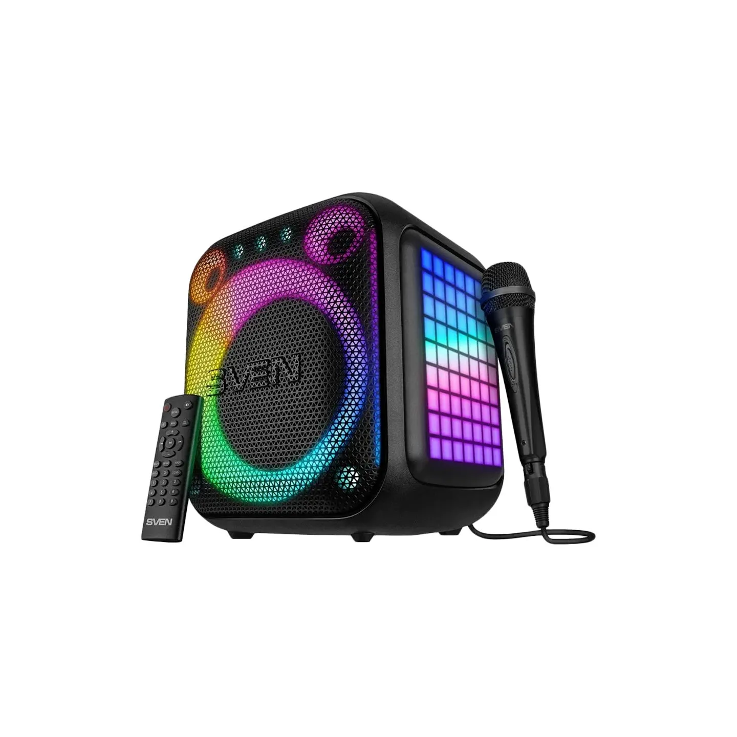 Sven PS-880, black, power output 110W (RMS), TWS, Bluetooth, FM, USB, microSD, LED-display, lithium battery