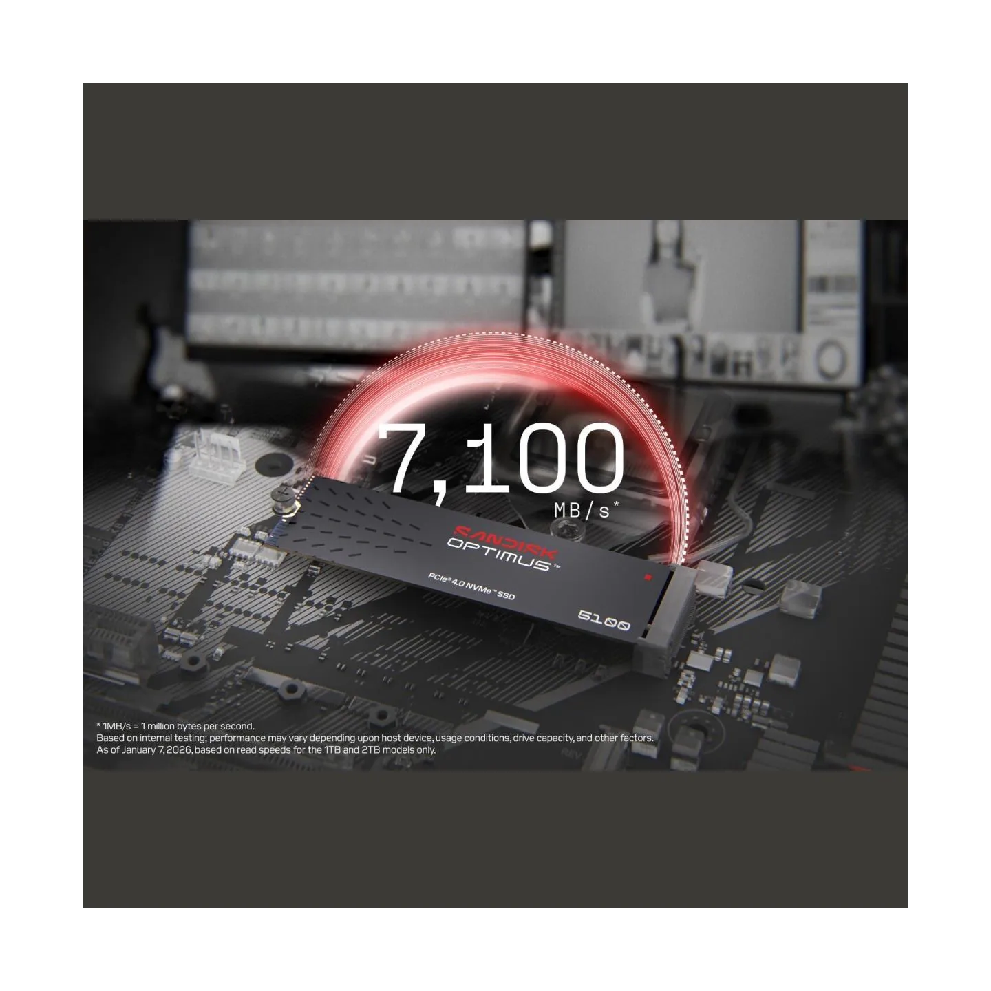 Sandisk SSD|SANDISK|600xTBW rating|MTBF 1750000 h|Read speed 7100 MB/s|Write speed 6700 MB/s|NVMe Yes|PCI Express 4.0|M.2|1000 G