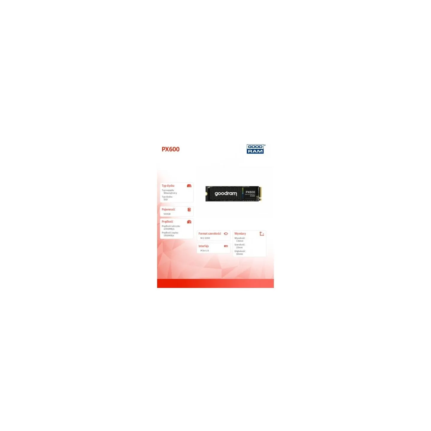 Goodram SSD PX600 500GB M.2 PCIe NVME