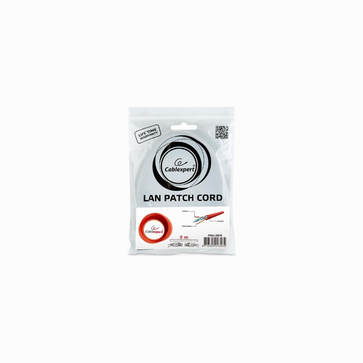 Gembird PATCH CABLE CAT6 UTP 2M/RED PP6U-2M/R GEMBIRD
