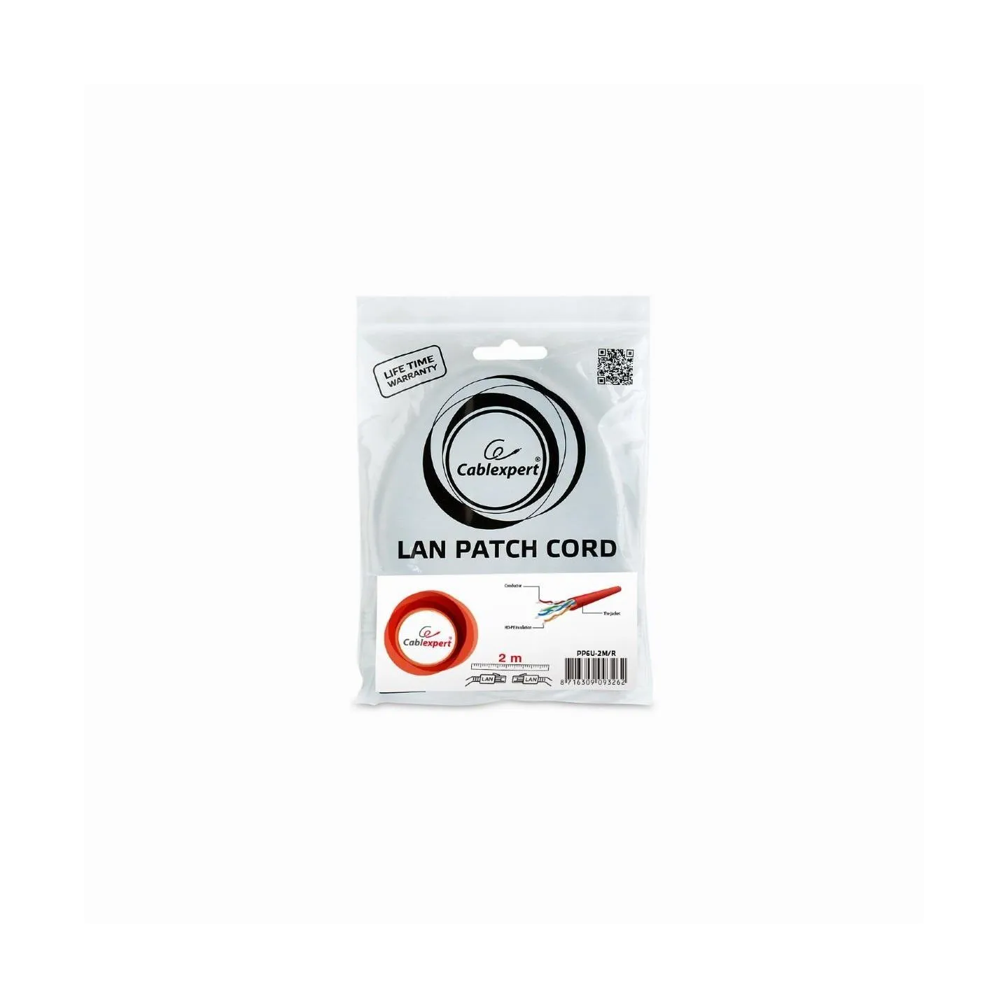 Gembird PATCH CABLE CAT6 UTP 2M/RED PP6U-2M/R GEMBIRD