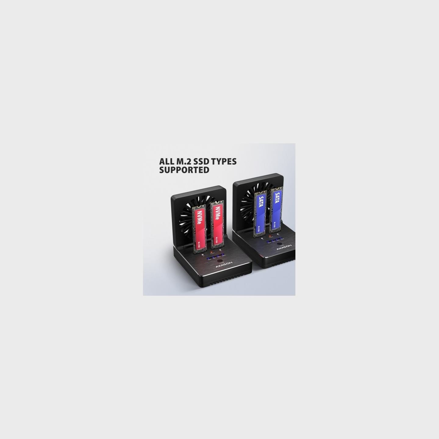 Axagon ADSA-M2C22 USB-C 2xNVMe /SATA M.2 20Gbps cooler