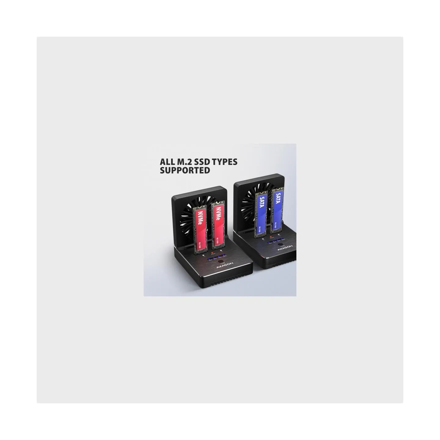 Axagon ADSA-M2C22 USB-C 2xNVMe /SATA M.2 20Gbps cooler