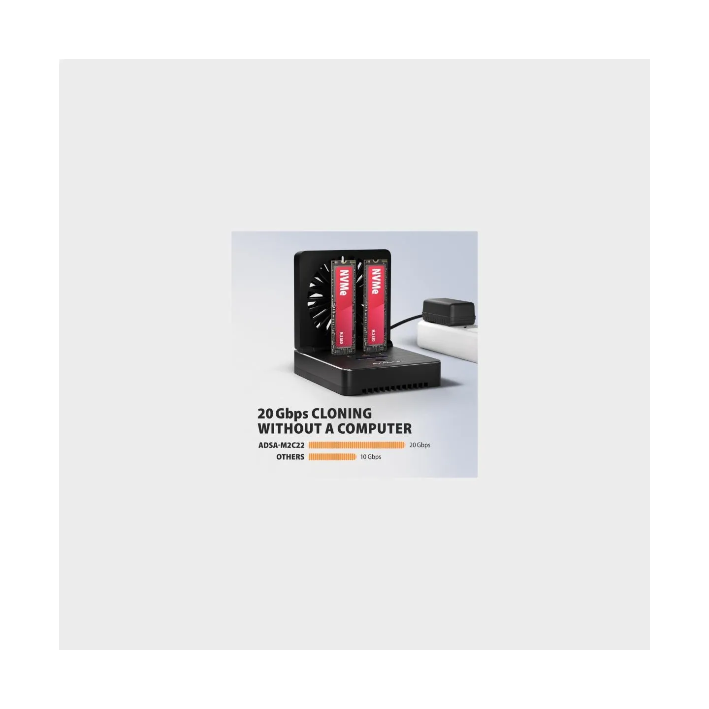 Axagon ADSA-M2C22 USB-C 20Gbps docking station for 2x M.2 NVMe/SATA SSD with disk cloning function without PC
