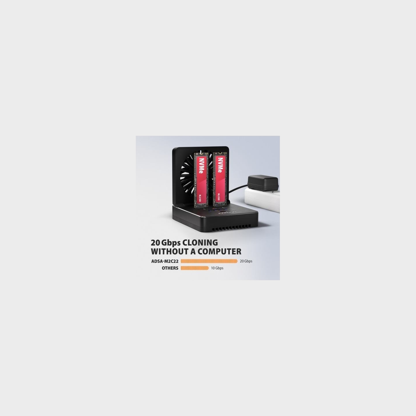 Axagon ADSA-M2C22 USB-C 2xNVMe /SATA M.2 20Gbps cooler