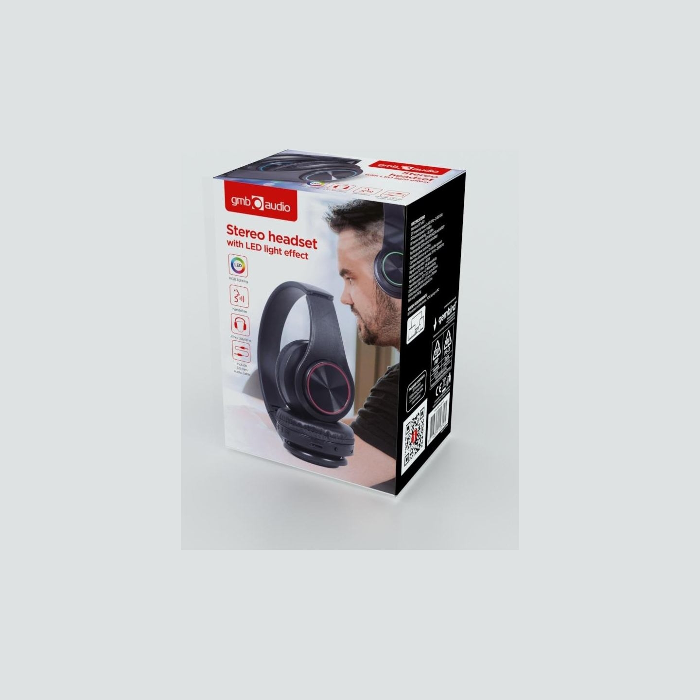 Gembird | Stereo Headset with LED Light Effects | BHP-LED-01 | Bluetooth | On-Ear | Wireless