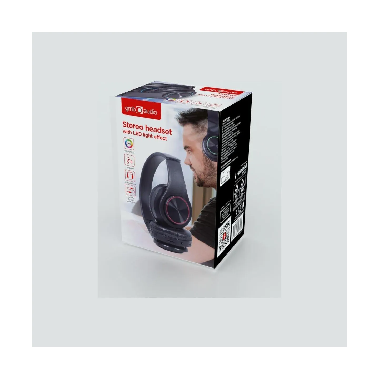 Gembird | Stereo Headset with LED Light Effects | BHP-LED-01 | Bluetooth | On-Ear | Wireless
