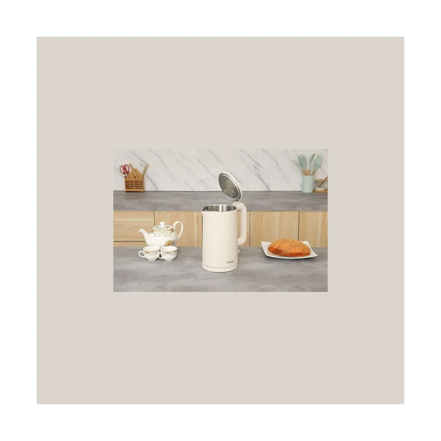 Tefal | Kettle | Thermo Protect KO140AE0 | Electric | 1500 W | 1.5 L | Stainless steel | 360° rotational base | Beige