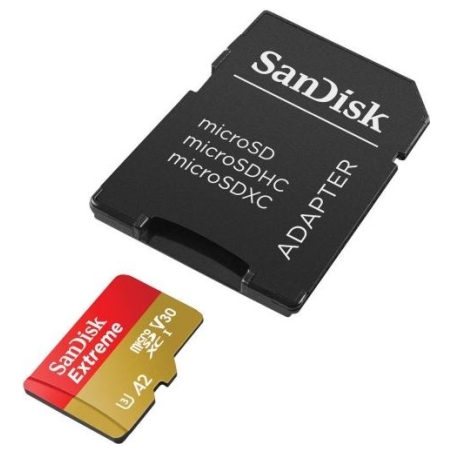 Sandisk Extreme microSDXC 256GB + SD Adapter + 1 year RescuePRO Deluxe up to 190MB/s & 130MB/s Read/Write speeds A2 C10 V30 UHS-