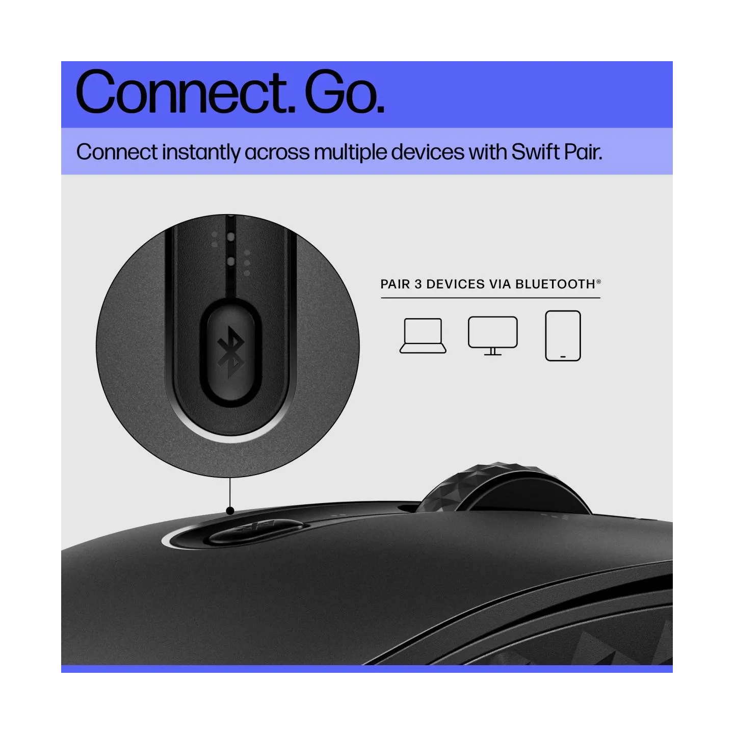 HP 695 Wireless Bluetooth Mouse - Wireless Qi-Charging, Programmable, 4-way Scrolling - Black / 8F1Y4AA#ABB