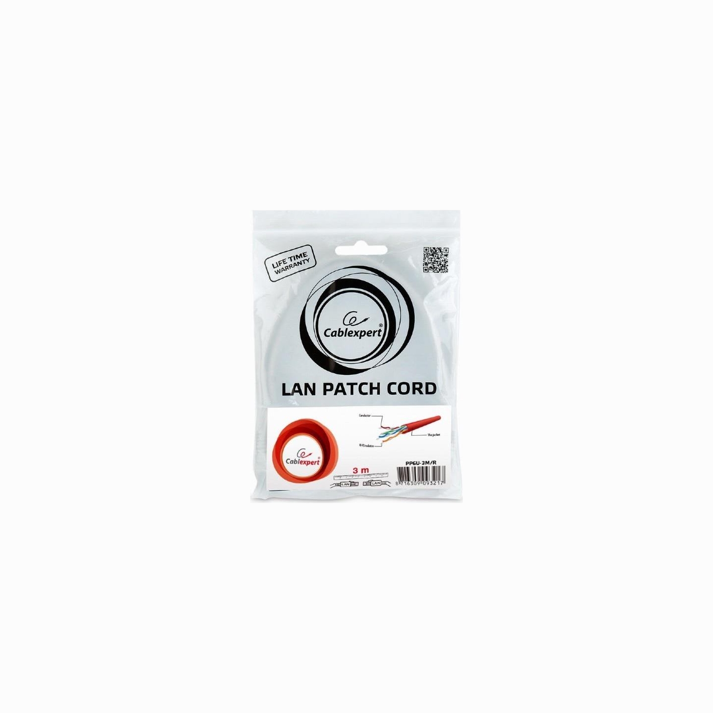 Gembird PATCH CABLE CAT6 UTP 3M/RED PP6U-3M/R GEMBIRD