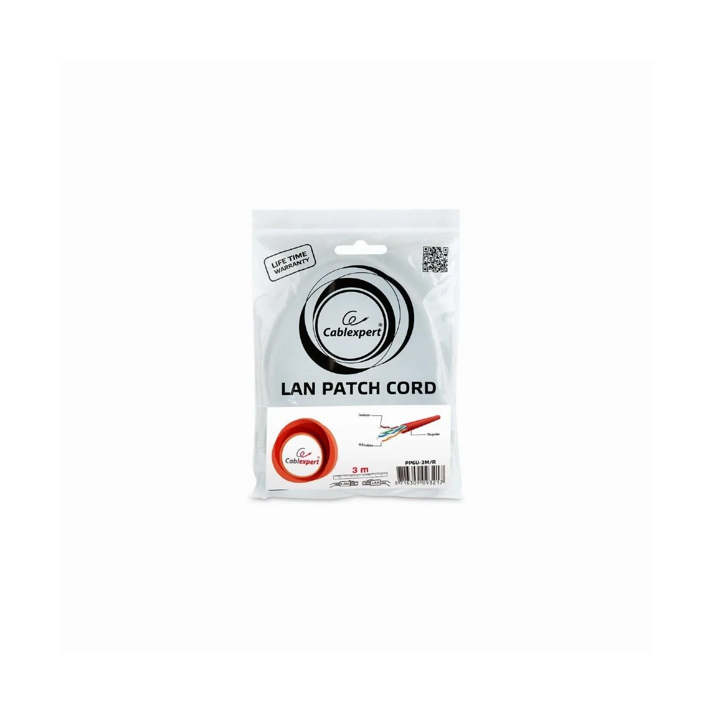 Gembird PATCH CABLE CAT6 UTP 3M/RED PP6U-3M/R GEMBIRD