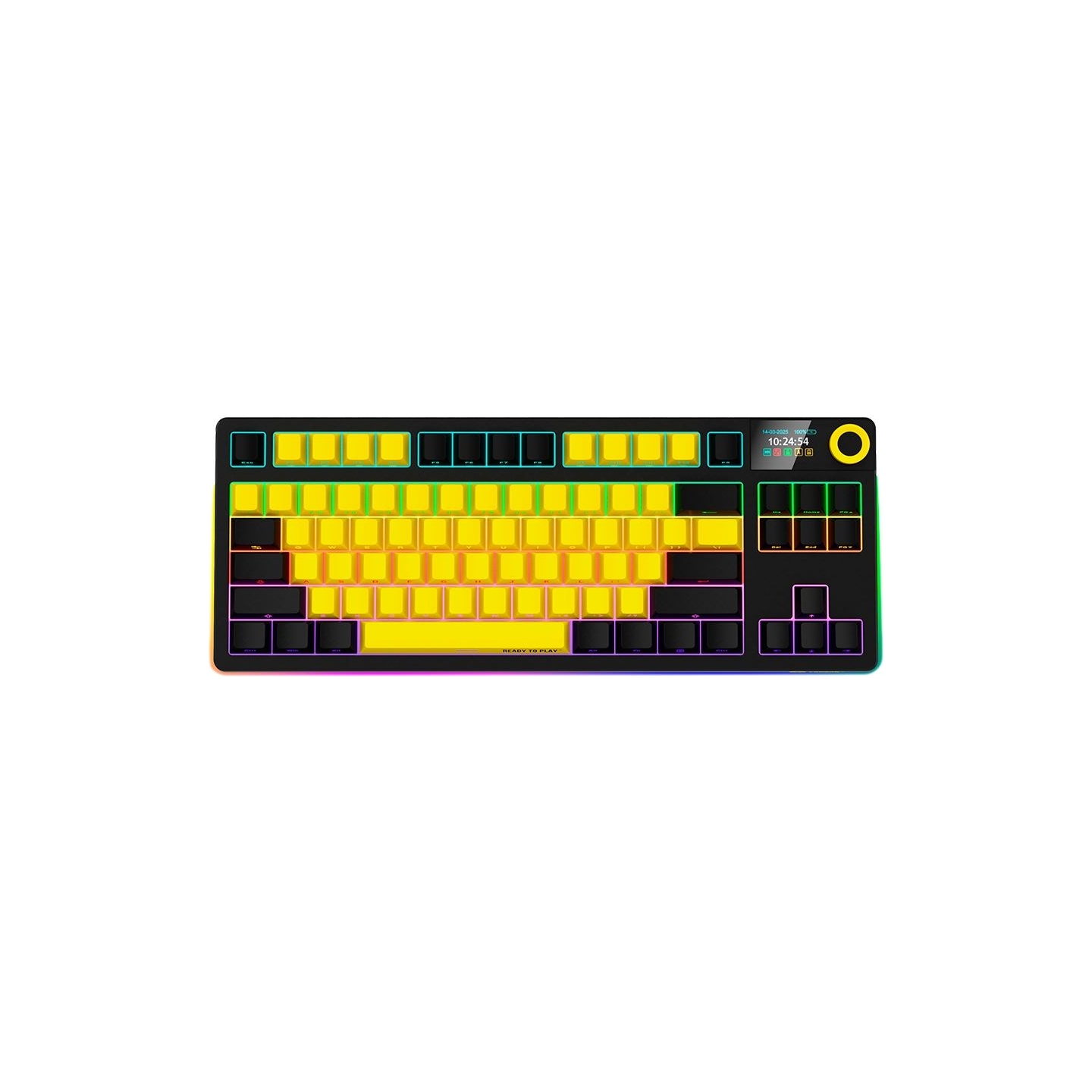 Lorgar KBP70TKLW, Wireless TKL Mechanical Gaming Keyboard Pro, Black/yellow, EN layout
