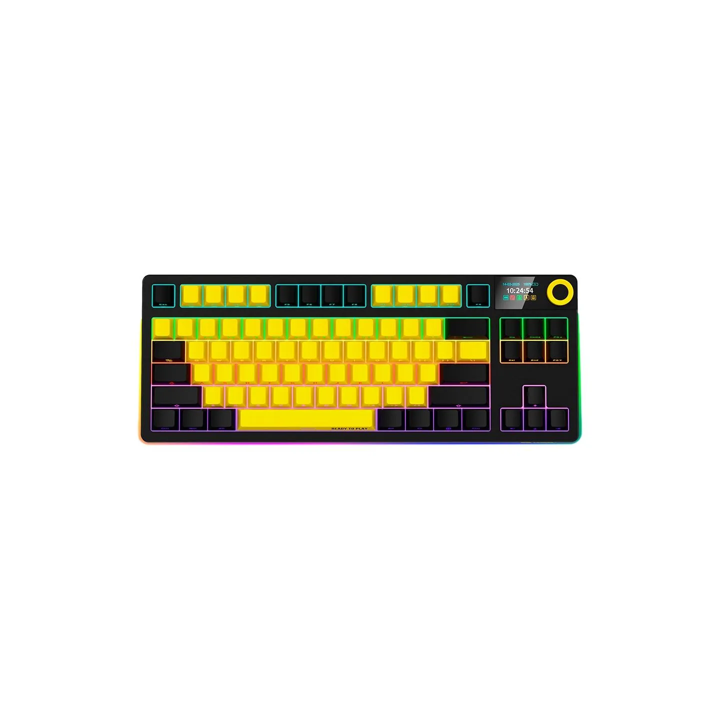 Lorgar KBP70TKLW, Wireless TKL Mechanical Gaming Keyboard Pro, Black/yellow, EN layout