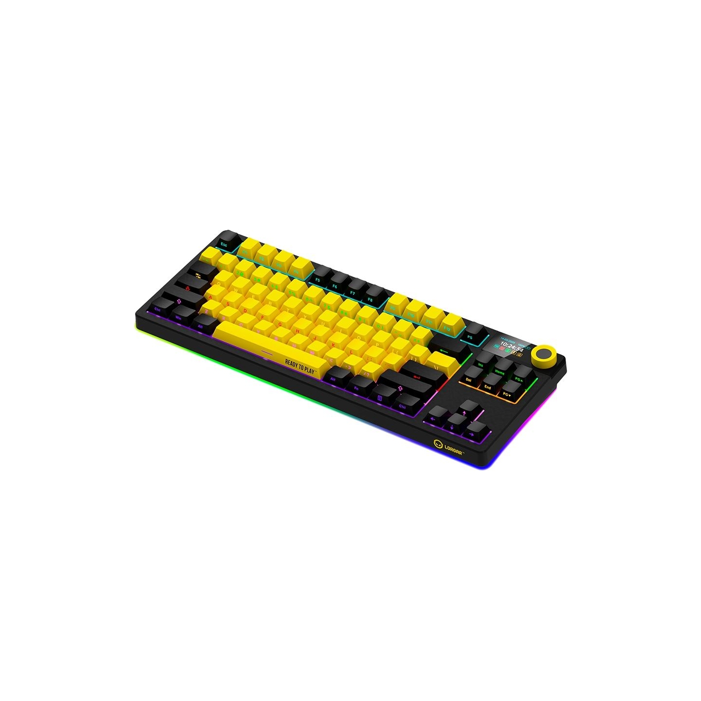 Lorgar KBP70TKLW, Wireless TKL Mechanical Gaming Keyboard Pro, Black/yellow, EN layout