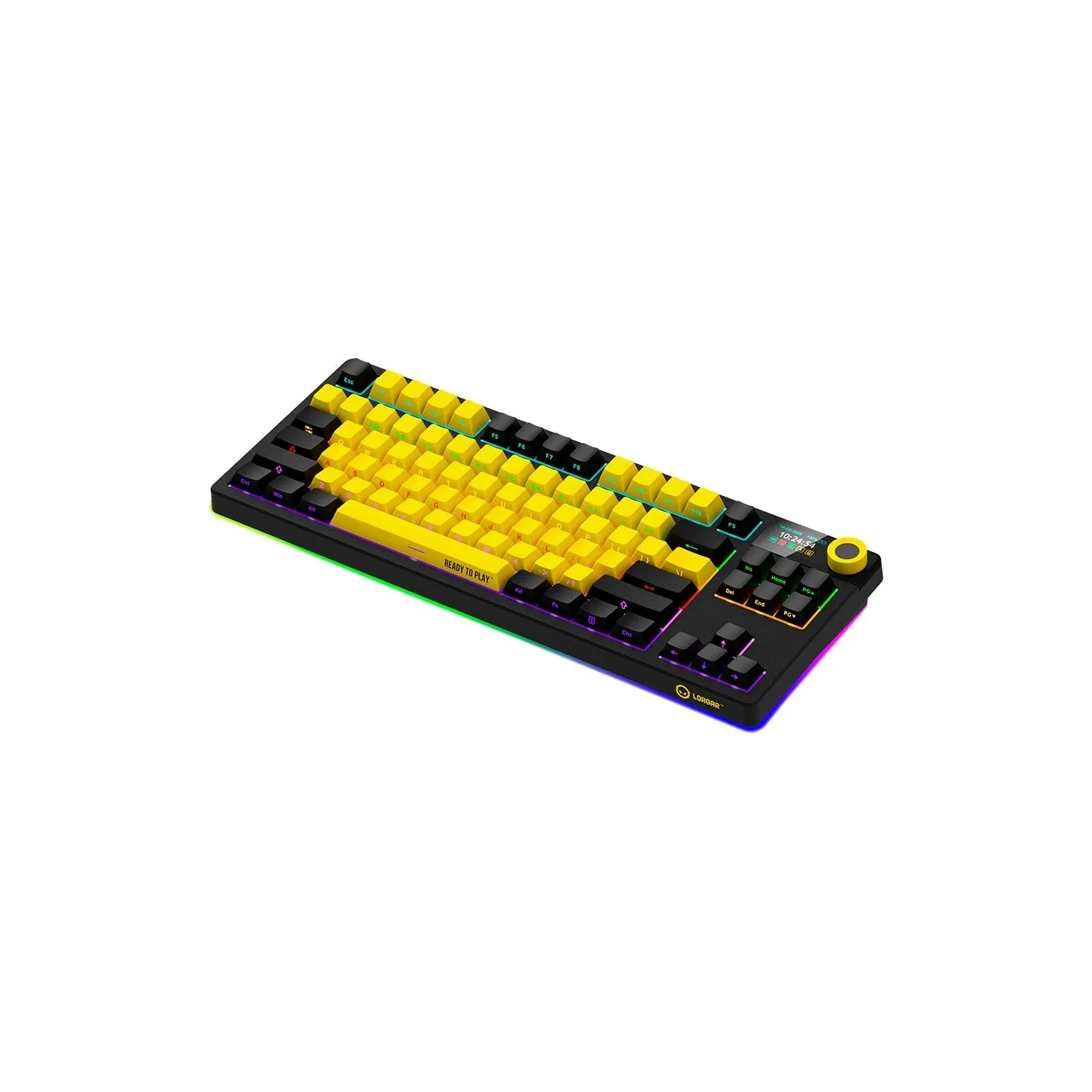 Lorgar KBP70TKLW, Wireless TKL Mechanical Gaming Keyboard Pro, Black/yellow, EN layout