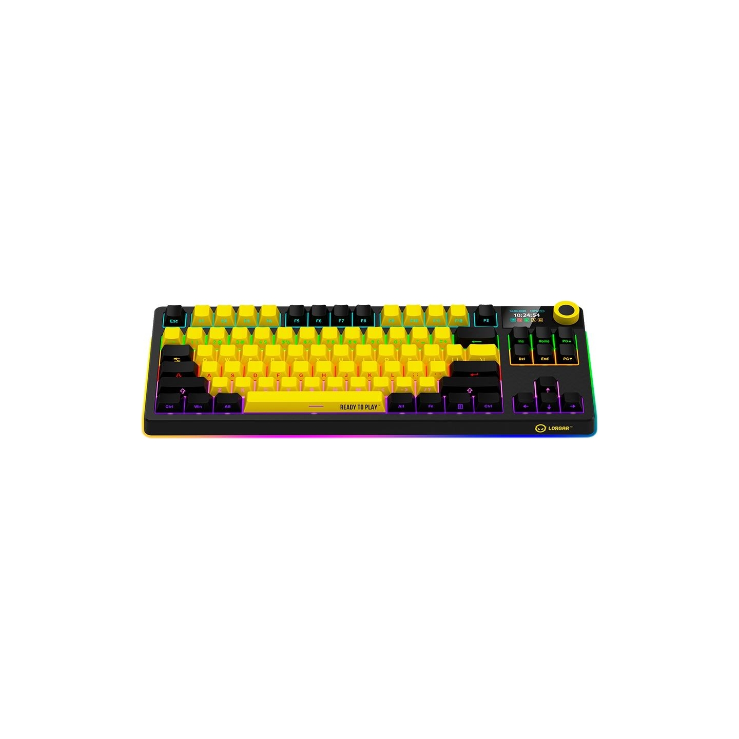 Lorgar KBP70TKLW, Wireless TKL Mechanical Gaming Keyboard Pro, Black/yellow, EN layout
