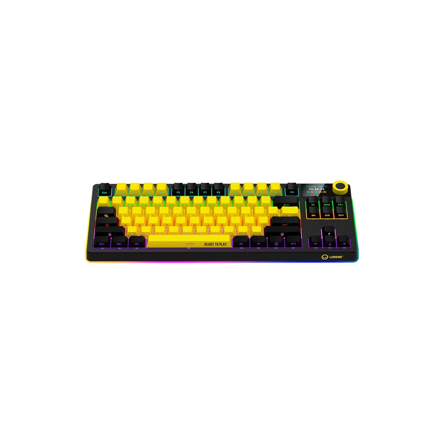 Lorgar KBP70TKLW, Wireless TKL Mechanical Gaming Keyboard Pro, Black/yellow, EN layout