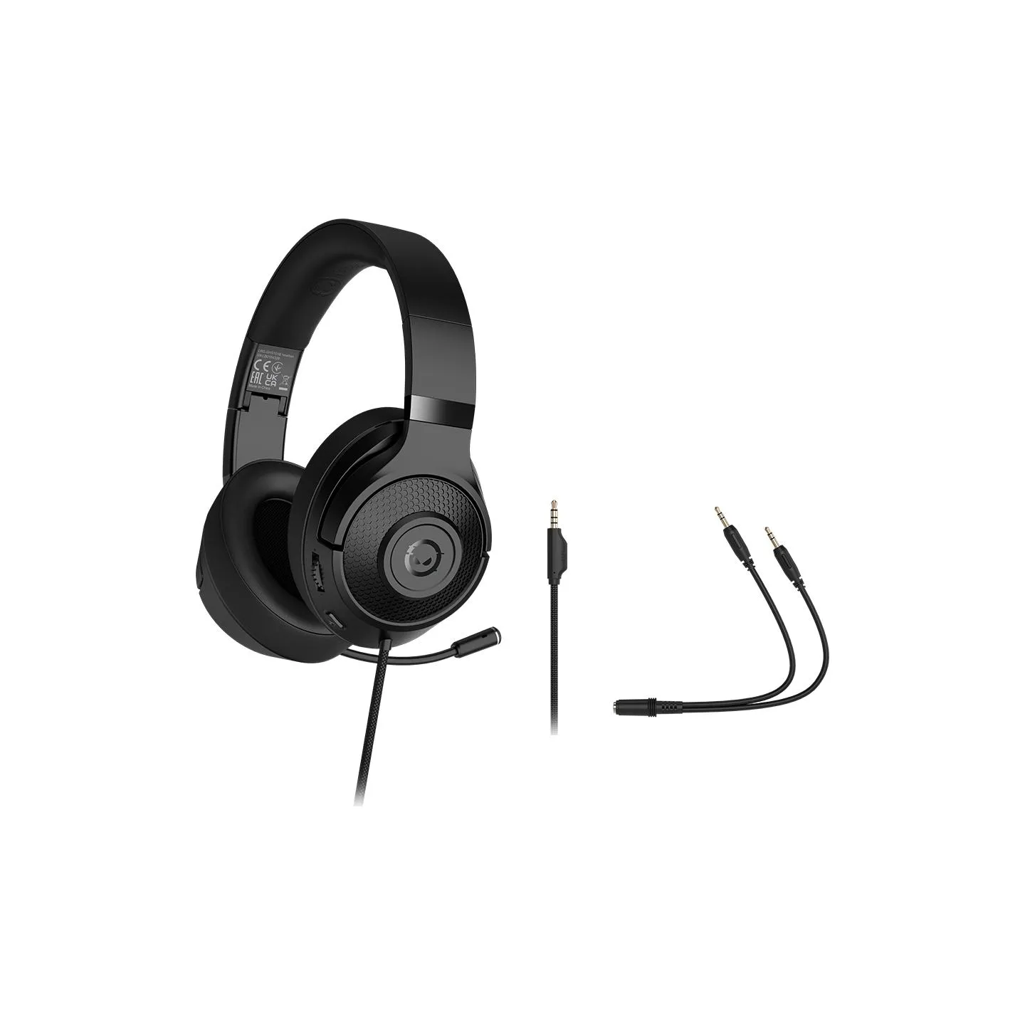 Lorgar Noah 101, Gaming headset with microphone, 3.5mm jack connection, cable length 2m, foldable design, PU leather ear pads, s