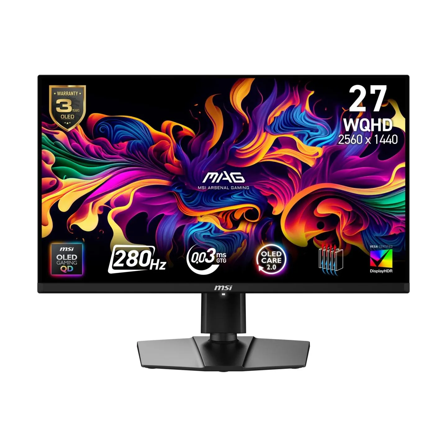 MSI Monitor|MSI|26.5 "|2560 x 1440 pixels|Wide Quad HD|Native aspect ratio 16:9|QD-OLED|Flat|MAG271QPQD-OLEDX28