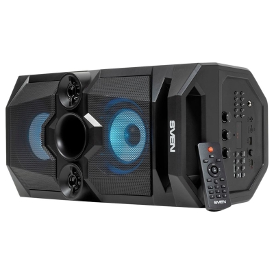 Sven PS-655 2x25W; LED display; TWS; FM radio; AUX; USB/SD-card support;Lighting; Microphone input (karaoke); Remote Control; Bu
