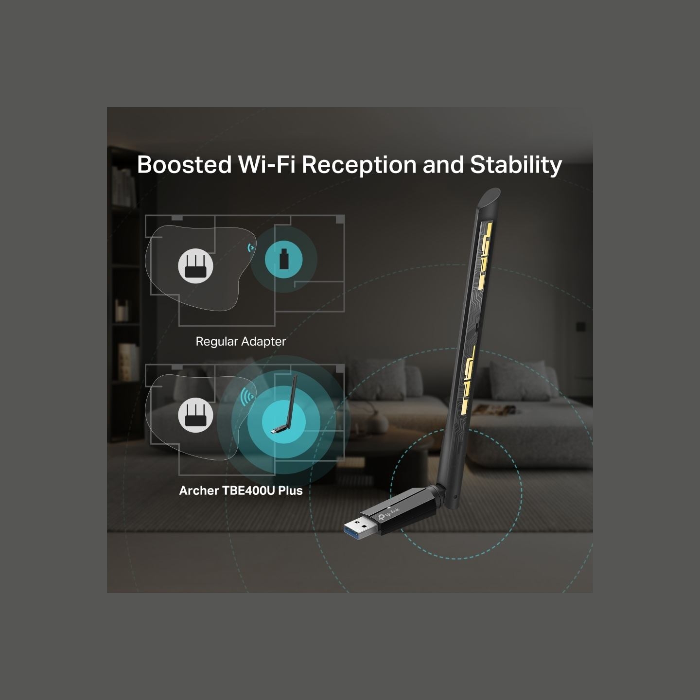 Tp-Link BE6500 Tri-Band Wi-Fi 7 High Gain Wireless USB Adapter | Archer TBE400U Plus | 2.4 GHz, 5 GHz, 6 GHz | 802.11ax | MU-MiM