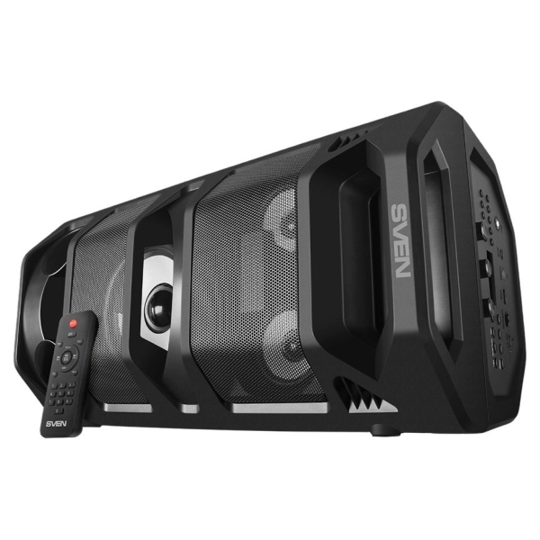 Sven 2.0 portable speaker SVEN PS-670, black, power output 2x32.5W (RMS), TWS, Bluetooth, FM, USB, microSD, LED-display, RC, lit