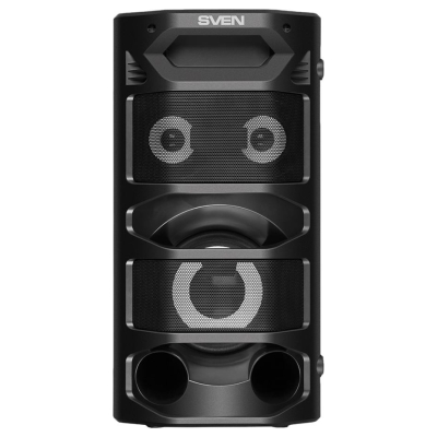 Sven 2.0 portable speaker SVEN PS-670, black, power output 2x32.5W (RMS), TWS, Bluetooth, FM, USB, microSD, LED-display, RC, lit