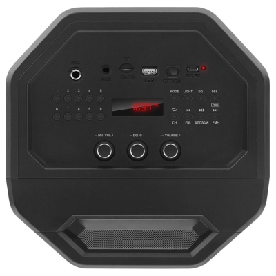 Sven 2.0 portable speaker SVEN PS-670, black, power output 2x32.5W (RMS), TWS, Bluetooth, FM, USB, microSD, LED-display, RC, lit